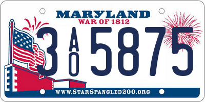 MD license plate 3AO5875
