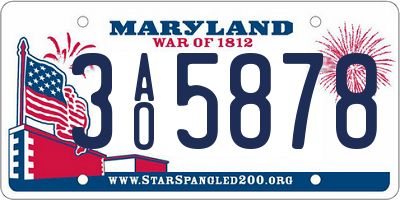 MD license plate 3AO5878