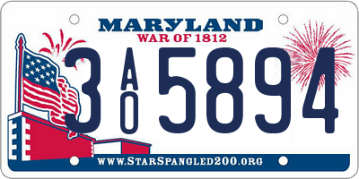 MD license plate 3AO5894
