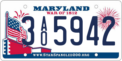 MD license plate 3AO5942