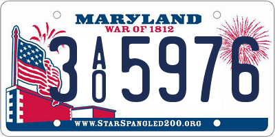 MD license plate 3AO5976