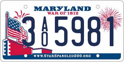 MD license plate 3AO5981