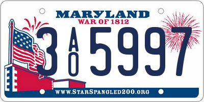 MD license plate 3AO5997