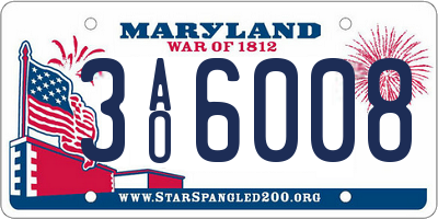 MD license plate 3AO6008