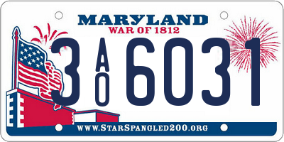 MD license plate 3AO6031