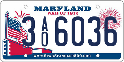 MD license plate 3AO6036
