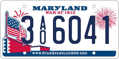 MD license plate 3AO6041