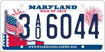 MD license plate 3AO6044