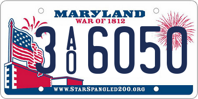 MD license plate 3AO6050
