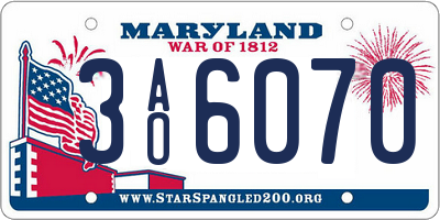 MD license plate 3AO6070