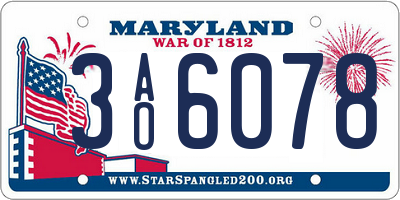 MD license plate 3AO6078