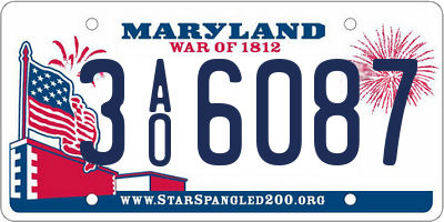MD license plate 3AO6087