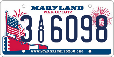 MD license plate 3AO6098