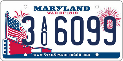 MD license plate 3AO6099