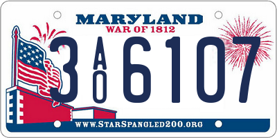 MD license plate 3AO6107