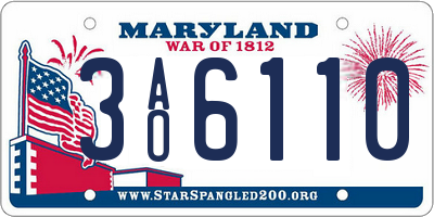 MD license plate 3AO6110
