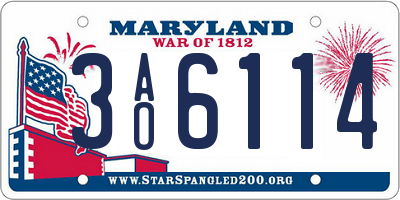 MD license plate 3AO6114