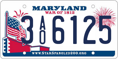 MD license plate 3AO6125