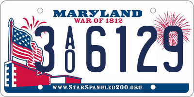 MD license plate 3AO6129