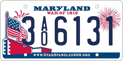 MD license plate 3AO6131