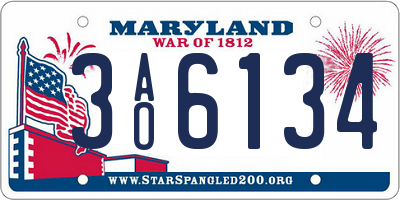 MD license plate 3AO6134
