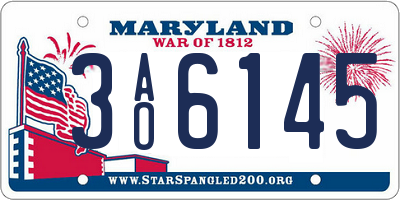 MD license plate 3AO6145