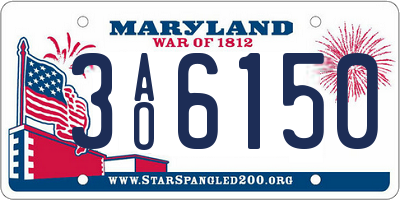 MD license plate 3AO6150