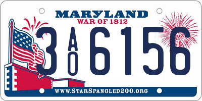 MD license plate 3AO6156