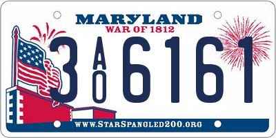 MD license plate 3AO6161