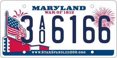 MD license plate 3AO6166