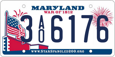 MD license plate 3AO6176