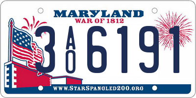MD license plate 3AO6191