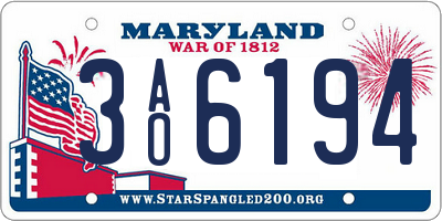 MD license plate 3AO6194