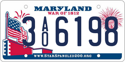 MD license plate 3AO6198