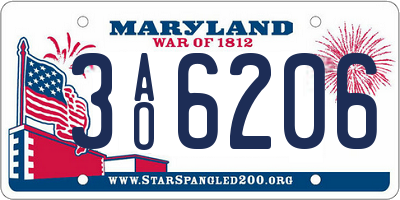 MD license plate 3AO6206