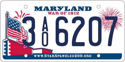 MD license plate 3AO6207
