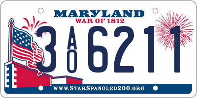 MD license plate 3AO6211