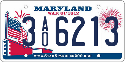 MD license plate 3AO6213