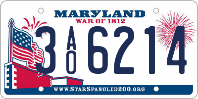 MD license plate 3AO6214