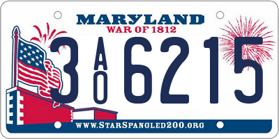 MD license plate 3AO6215