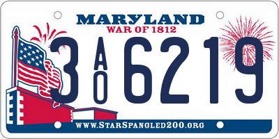 MD license plate 3AO6219