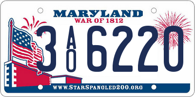MD license plate 3AO6220