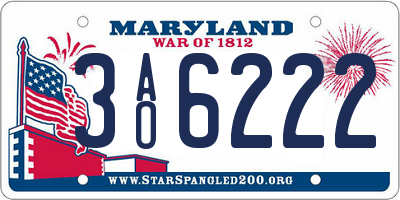 MD license plate 3AO6222