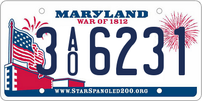MD license plate 3AO6231
