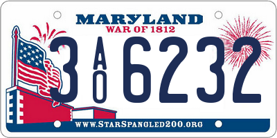 MD license plate 3AO6232