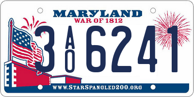 MD license plate 3AO6241