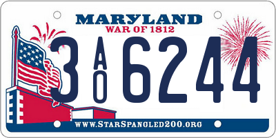 MD license plate 3AO6244