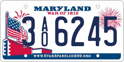 MD license plate 3AO6245