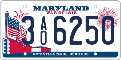 MD license plate 3AO6250