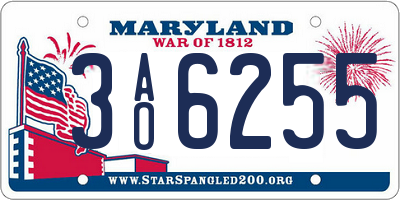 MD license plate 3AO6255